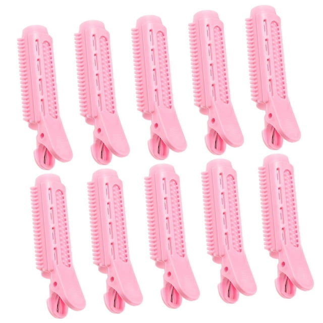 10 rulos y pinzas para el cabello con flequillo, rizadores sin calor para dar volumen y peinar en casa (color rosa).