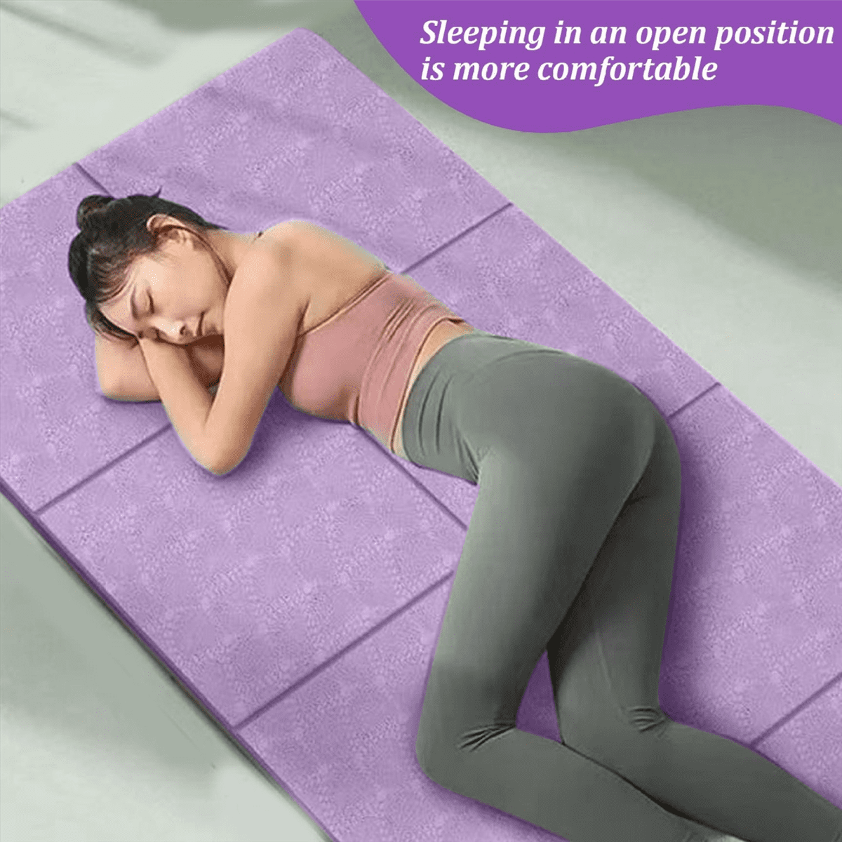 Foldable Yoga Mat Folding Travel Fitness Exercise Mat Double Sided Non-Slip for Yoga Pilates & Floor Workouts