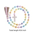 thumbnail image 7 of Easter Wood Bead Garland Farmhouse Decorative Wooden Beads Prayer Beads Tassel Garland Wall Hanging Decoration with Cross for Tiered Tray, 7 of 7