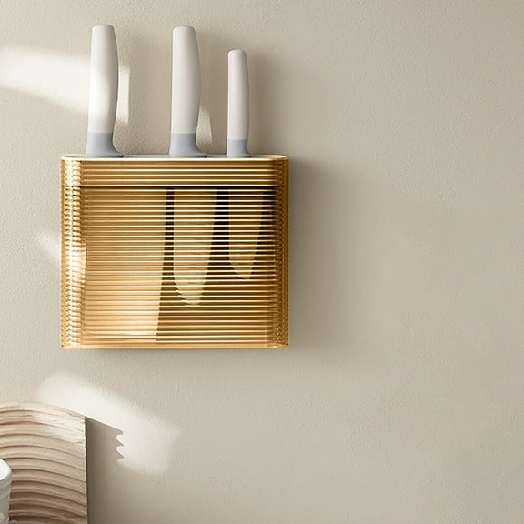 Kitchen Knife Block Organizer | Wall Mounted Storage Rack | ABS Material | Holds Multiple Knives | Space Saving Design | Green Gray Beige | 23x10x6cm | Easy Clean | Keeps Blades Secure