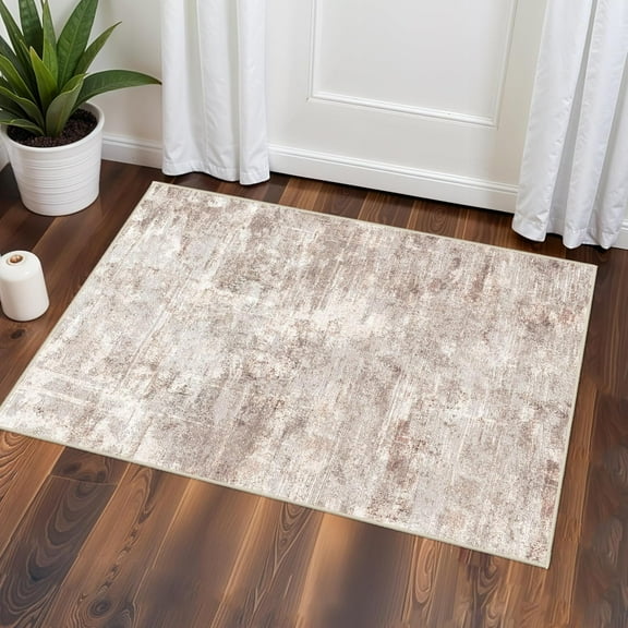 2x3 Rug Ultra Soft Abstract Rug - Area Rug Stain Resistant for Living Room Non Slip Indoor Entryway Rubber Backing Carpet Bedroom Kitchen Distressed Floor Decor Mat Machine Washable 2X3 Brown