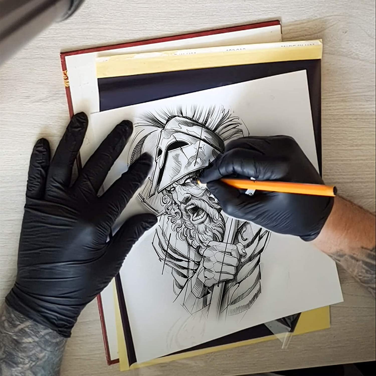 Tattoo Transfer Paper - 100 PCS Stencil Paper, 4 Layers 8.5" x 11" A4 Size Thermal Stencil Paper for Tattoo Transfer Kit Supplies