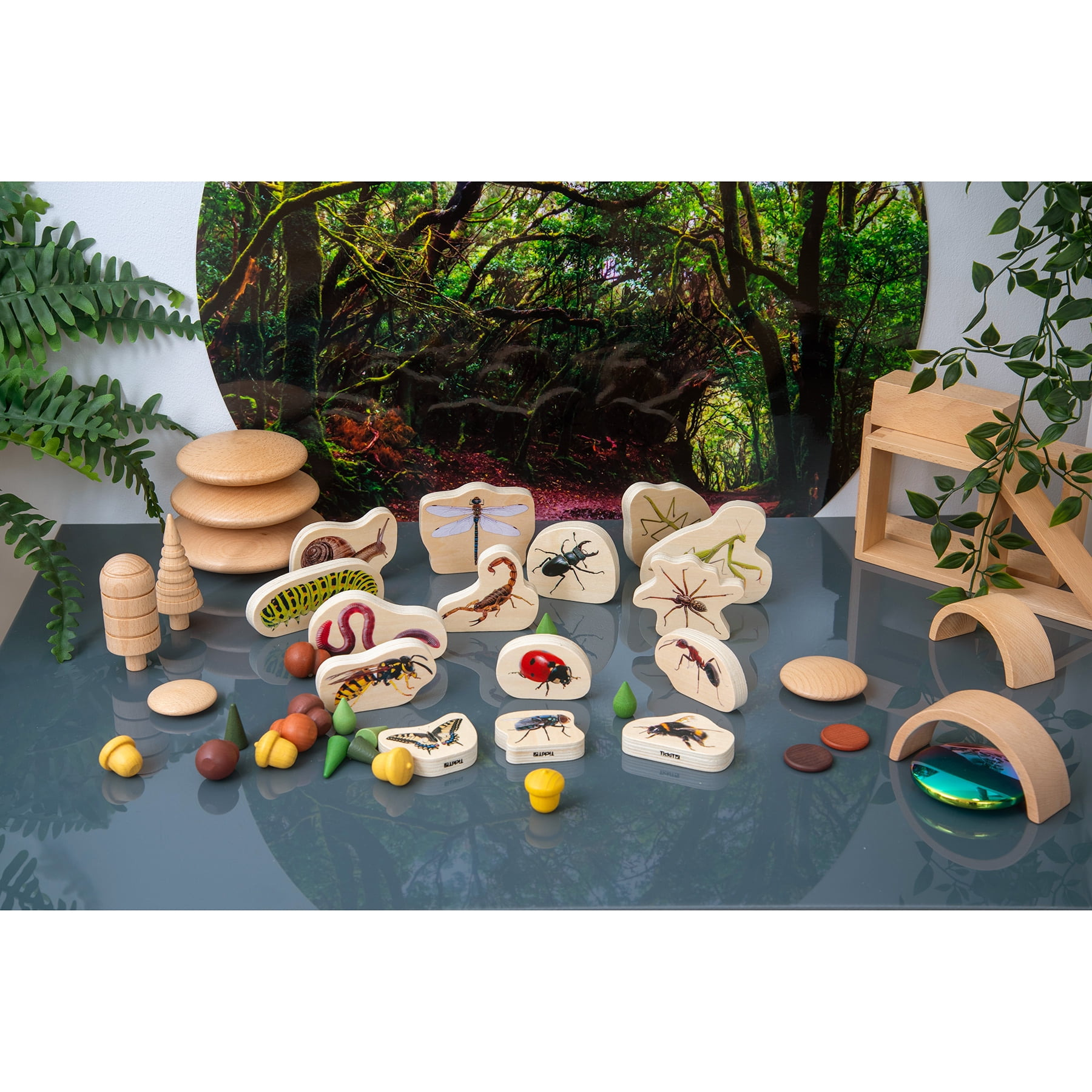 TickiT Wooden Minibeast Blocks - Set of 15