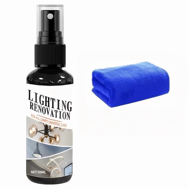 HWRETIE Crystal Chandelier Cleaner Kit 50Ml Heavy Duty Crystal Light Cleaner Refinishing Spray with Cleaning towel for Glass Crystal Light Fixtures