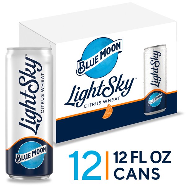 Blue Moon Light Sky Citrus Wheat Beer, 4% ABV, 12-pack, 12-oz slim beer