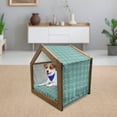 thumbnail image 3 of Abstract Pet House, Vintage Wavy Swirling Stripes Symmetric Carpet Style Motif, Outdoor & Indoor Portable Dog Kennel with Pillow and Cover, 5 Sizes, Pale Green Pale Blue, by Ambesonne, 3 of 5