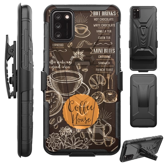 Compatible with TCL A3X Hybrid Luxguard Holster Phone Case Cover (Coffee House)