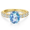 thumbnail image 3 of Gem Stone King 14K Two Tone Gold Millennium Blue Mystic Quartz and Lab Grown Diamond Engagement Ring for Women | 3.88 Cttw | Oval 10X8MM | Gemstone Birthstone | Size 5, 3 of 6