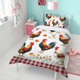 thumbnail image 4 of Rooster and Orange Flowers Pattern Duvet Cover and Pillowcase Set for Single Bedding, Bedroom Accessories for Kids Teens, 4 of 5