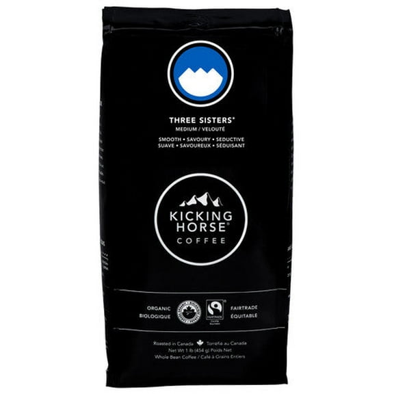 Kicking Horse Three Sisters Medium Roast Whole Bean Coffee, 454g/16 oz