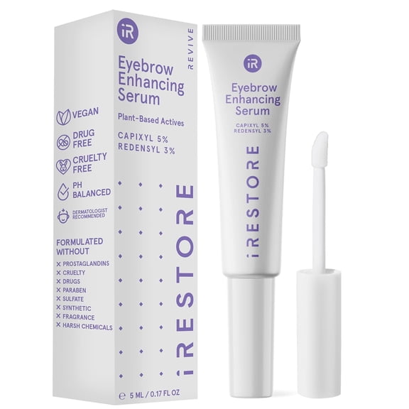 iRestore Eyebrow Growth Serum | Vegan Prostaglandin Free & Non Irritating | For Bolder Thicker Fuller Eye Brows with Visible Results | Brow Enhancing Serum | 3 Months Supply 5ml
