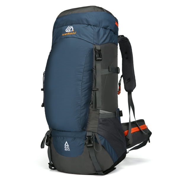 Mochila de senderismo resistente al agua de 65 l con funda para lluvia para deportes al aire libre y viajes