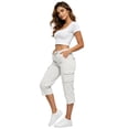 thumbnail image 5 of HKYNLAG Capri Pants for Women Petite Pull On Drawstring Elastic Waist Cargo Capris Lightweight Hiking Pants with Multi Pockets White S, 5 of 5