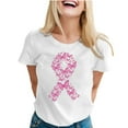thumbnail image 2 of Lroveb Breast Cancer Awareness Shirts for Women Elegant Casual Printed Short Sleeve V Neck T Shirt Tops Pink Ribbon Graphic Tees Hot Pink, 2 of 5