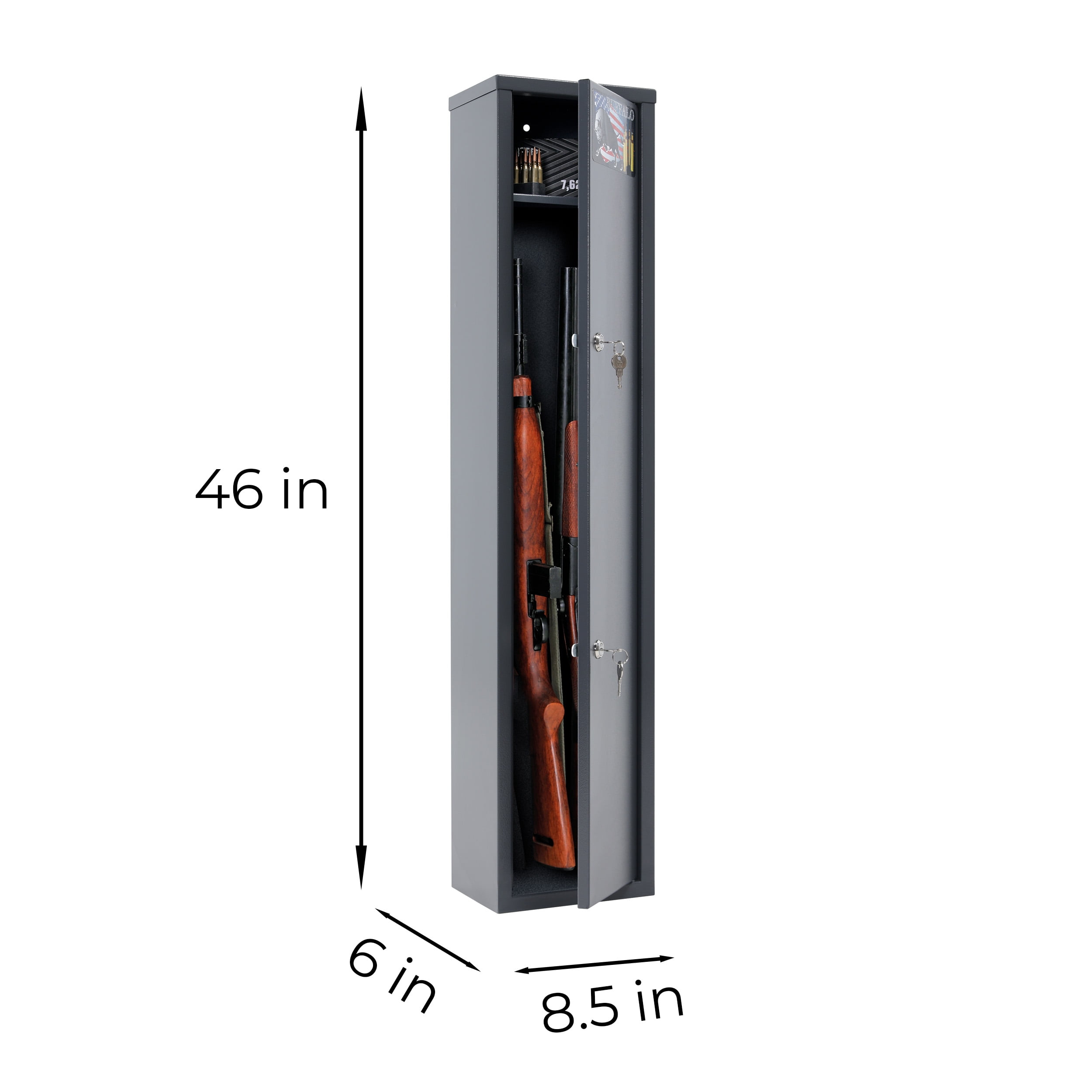Buffalo 1115 Gun Rifle Shotgun Metal Small Security Cabinet Safe Storage with Separate Pistol/Ammo Area