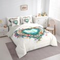 thumbnail image 3 of Manfei Vintage Cyan Love Heart Twin Bedding Sets 7-Piece, Western Rustic Flower Bedding Comforter Set, Teen Kid Child Adult Reversible Sheet Sets, Super Cozy Room Decor, 3 of 7