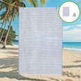 thumbnail image 1 of Toalla de playa de rayas con flecos y mochila, accesorio de baño grande, bordado disponible, toallas de playa de algodón., 1 of 7