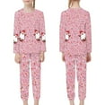 thumbnail image 3 of Suhoaziia Pajamas Set for Kids Skin Friendly Cozy Up Cherry Blossom Santa Pajamas Top and Pants with Pocket Set of 2 Sleep Pants Bottoms 9-10Y,Athletic Multi-Season Pj Set, 3 of 5
