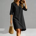thumbnail image 2 of ZToonmas Women's 3/4 Sleeve V-Neck Shift Dress Casual Loose A-Line Midi Dress for Summer, 2 of 8
