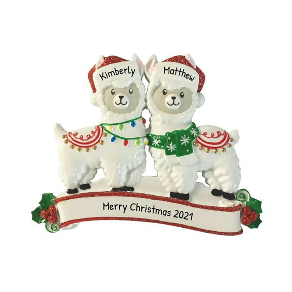 Ornaments by Elves Personalized Couple Llama Christmas Ornaments Alpaca Xmas Tree Decor 2024