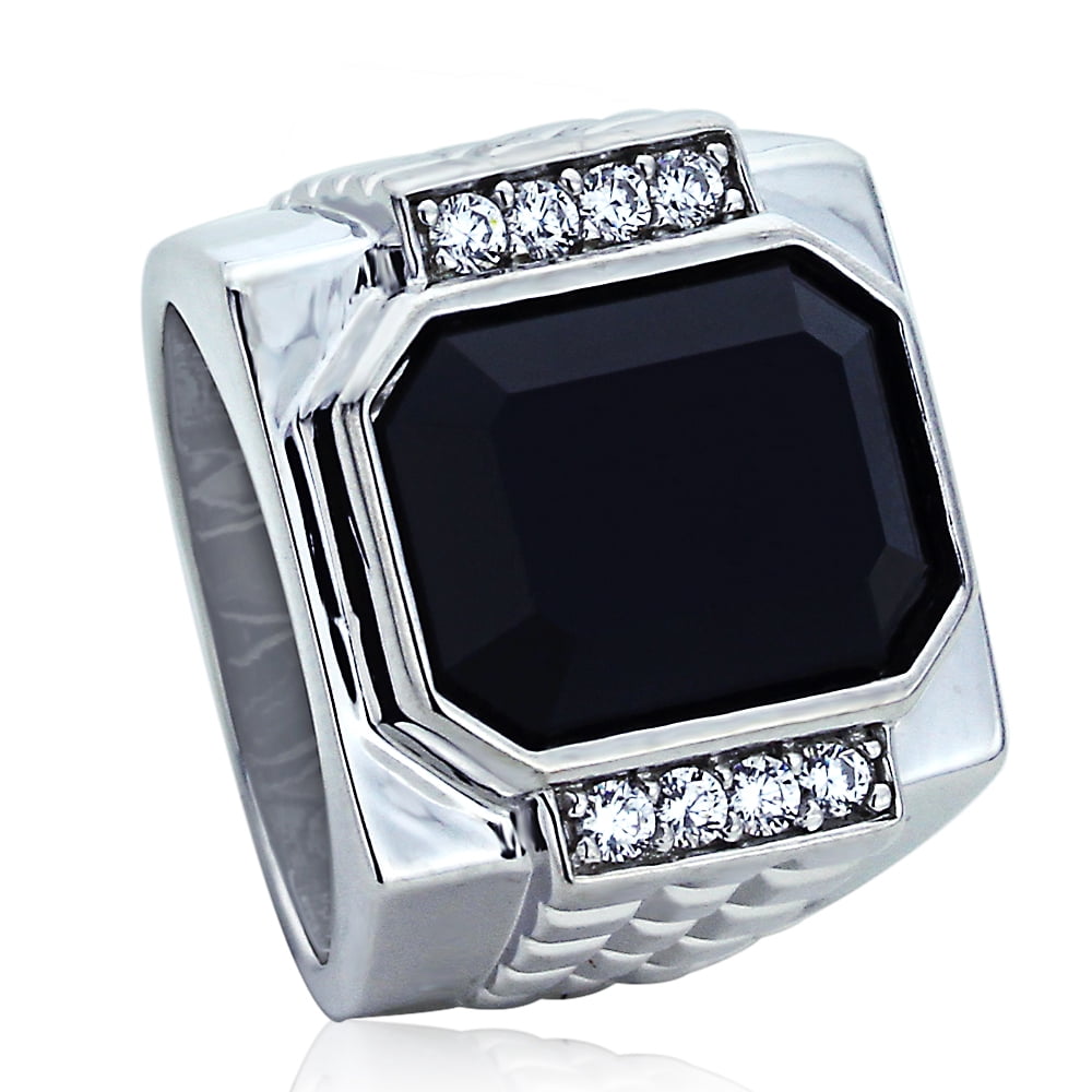 Black Onyx Pinky Ring, Sterling Silver Black Onyx Ring, Mens Ring