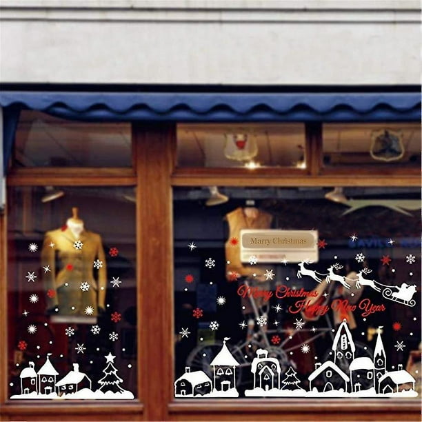 Pegatinas navideñas de Pvc, decoraciones para ventanas, adornos adhesivos C