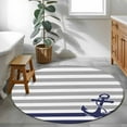 thumbnail image 3 of Round Rugs 3Ft, Anchor Gray Round Area Rug Washable Indoor Throw Carpet, Modern Navy Blue White Striped Nautical Small Non Slip Circle Rug for Bedroom Living Room Home Decor Aesthetic, 3 of 8