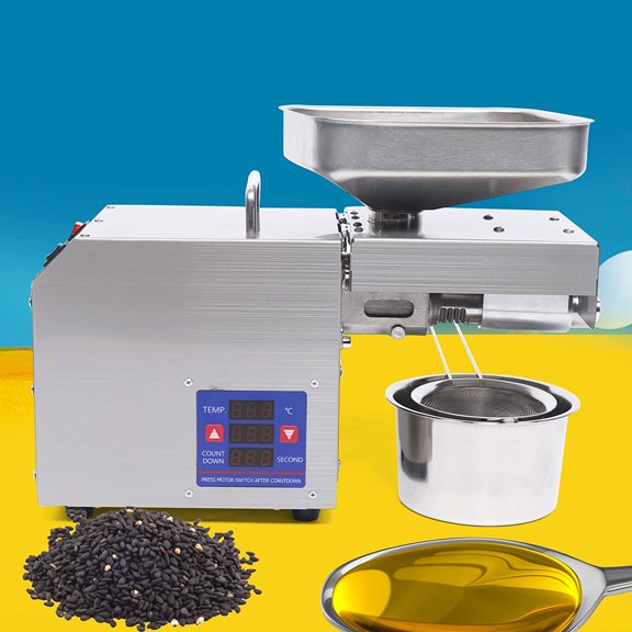 Kitchen Oil Press Machine, 600W Electric Automatic Oil Press Extractor Hot/Cold Organic Oil, 110V Commercial Oil Press Maker with Digital Screen for Avocado Coconut Flax Peanut Castor Perilla