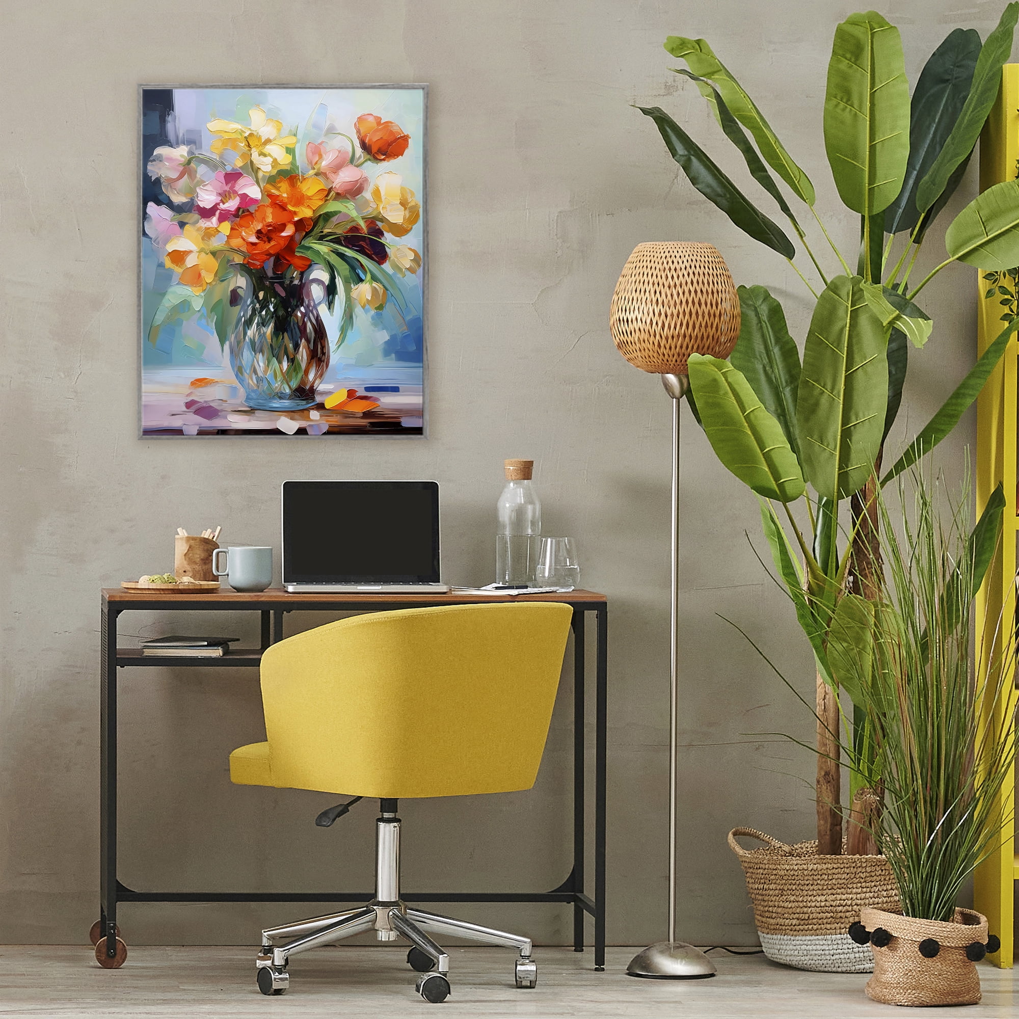 Stupell Industries Dreamy Bouquet of Vibrant Blooms Gray Framed Giclee Art, design by Creative Studio