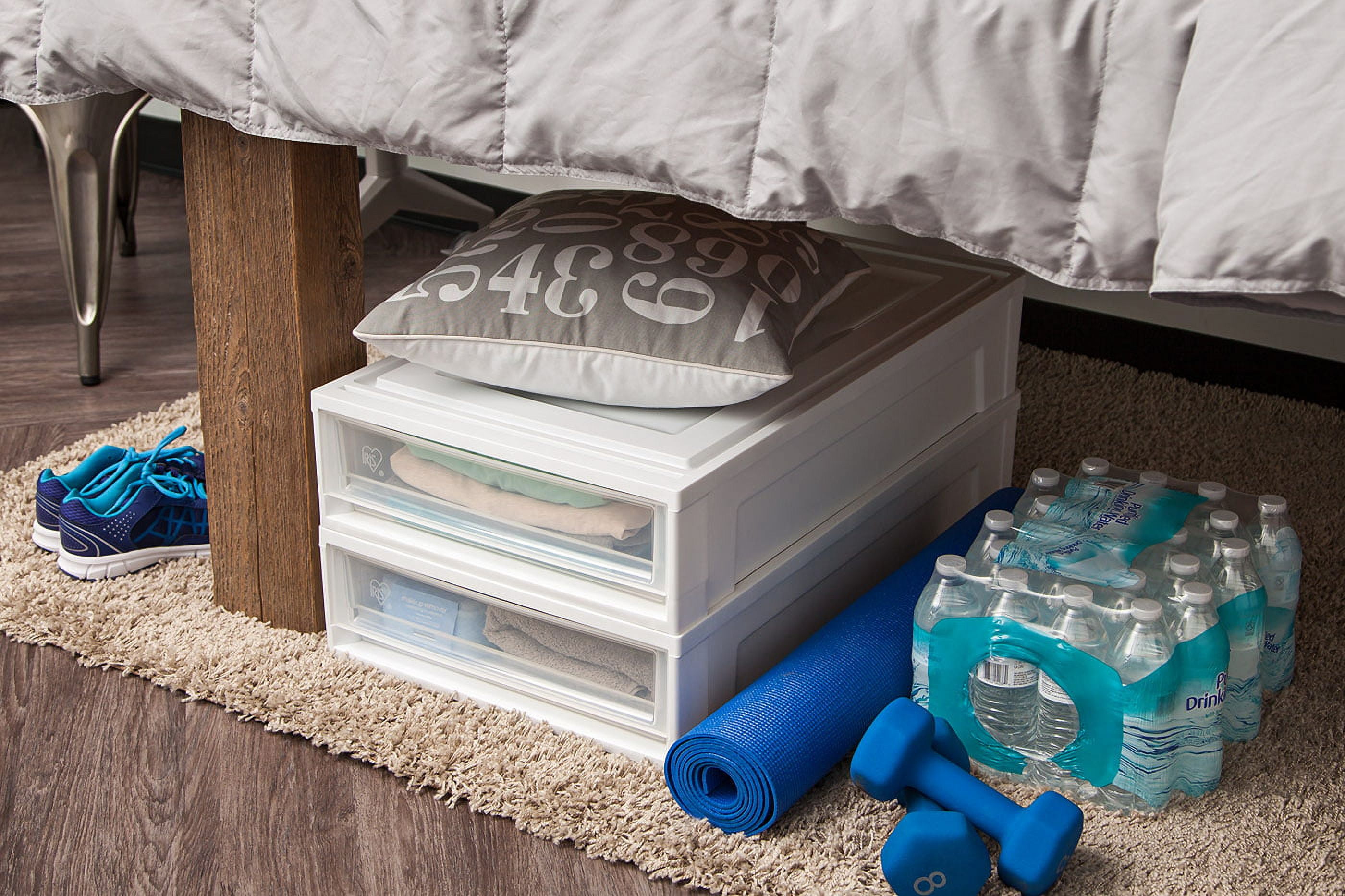 IRIS USA, 27.5 Qt Under Bed Storage Containers, Plastic Storage Drawer, White Chest