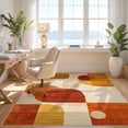 thumbnail image 3 of Design&I 8'x10' Washable Area Rug Snag-Free Burnt Orange Beige Terracotta Abstract Retro Geometric Mid Century Modern Design for Dining Room, Large Office, Lounge, 3 of 7