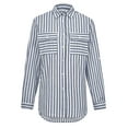 thumbnail image 6 of Sakmal Long Sleeve Womens Plus Size Tops Blue Collared Striped Button-Up Shirts Womens T Shirts, 6 of 7