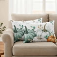 thumbnail image 2 of Green Pumpkin Outdoor Waterproof Pillow Covers, Thanksgiving Autumn Eucalyptus Orange Decorative Rectangle Throw Pillowcase Sofa Cushion Sham for Patio/Couch/Chair, 20"x12" 2 Pack, 2 of 8