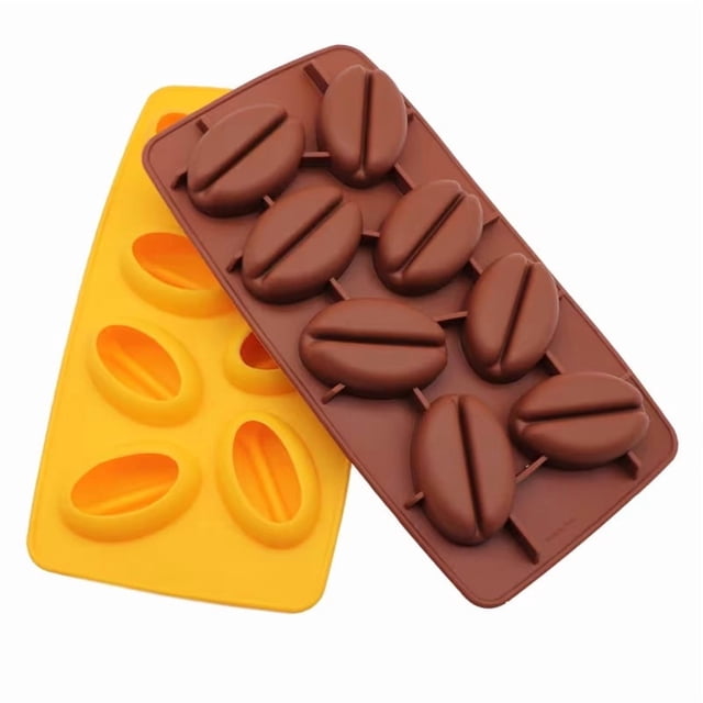Bandejas de cubitos de hielo de granos de café de silicona de colores aleatorios, moldes for congelar de grado alimenticio for uso doméstico, 2 uds.