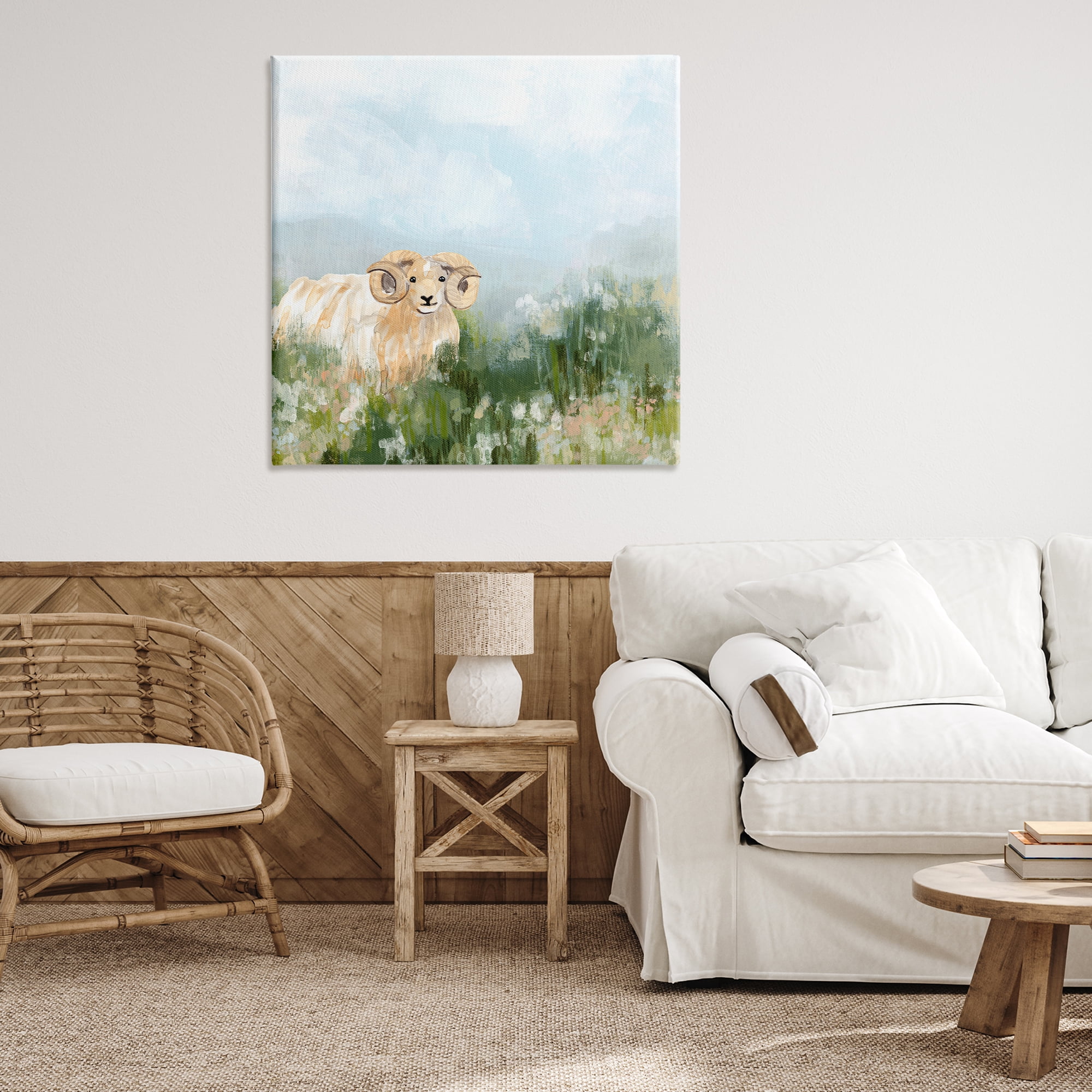 Stupell Industries Traditional Country Goat Animals & Insects Painting Gallery Wrapped Canvas Art Print Wall Art, 36 x 36