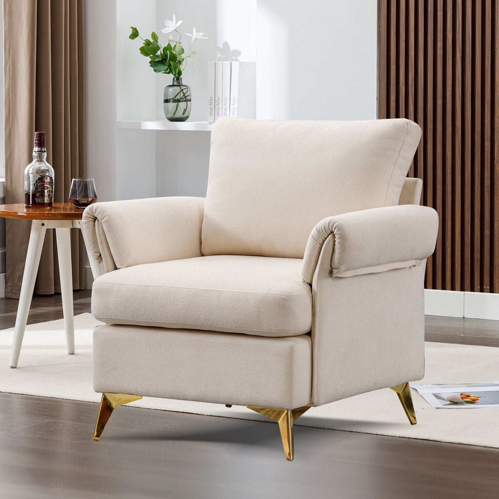 Ebello Design Modern Accent Chair with Arms, Comfy Washable Fabric ...