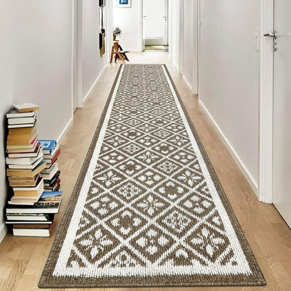 Vaukki 2'x6' Washable Non Slip Runner Rug for Hallway Entryway Kitchen Laundry Room, Brown
