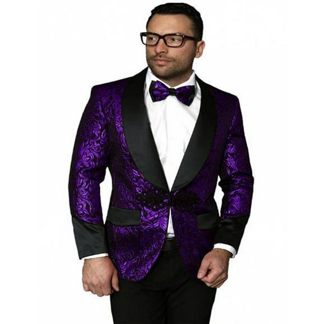 Mens Black And Purple Tuxedo Dinner Jacket Paisley Pattern