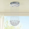 thumbnail image 5 of Modern Crystal Round Raindrop Chandelier Lighting Flush Mount LED Ceiling Light Fixture Pendant Lamp for Diningroom Bathroom Bedroom 3 GU10 Bulbs Required 12.6 in Wide 25.6 inch High, 5 of 6