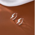 thumbnail image 3 of Solid 925 Sterling Silver Lightning Bolt Hoop Earrings for Women Teens Lightning Hoop Earrings Cartilage Huggie Earrings, 3 of 12