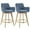 Blue Linen - 2PCS, variant on Zesthouse 25.8" Swivel Counter Height Bar Stools Set of 2, Upholstered Linen Barstool with Curved Back and Wood Legs, Mid Century Modern Counter Height Chairs for Pub Kitchen Island, Beige