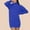 Blue, variant on Women's Plus Size Dress, Loose Fit Knit Dress with Lapel Collar and Long Sleeves, Comfortable Polyester Dress(核心词:plus size dress)