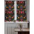 thumbnail image 4 of Bohemian Tier Curtains 45 Inch Length,Sheer Curtains for Bedroom Living Room Window Red Green Tribal Mexican Abstract Flower Rod Pocket Drapes Kitchen Curtains Small Half Window 27.5"x45" 2 Panels, 4 of 6