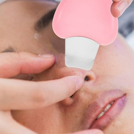 LULULION 2Pcs Manual Pink Blackhead Extractor Stainless Steel Face Scrubber for Deep Pore Cleaning