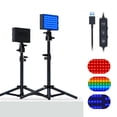 thumbnail image 1 of Andoer Kit de Luces LED RGB Andoer con Trípode de Escritorio, Doble Temperatura 2600K-6000K, Brillo Ajustable, Ideal para Juegos, Videollamadas, Grabación y Transmisiones en Vivo, Incluye 2 Unidades, 1 of 6