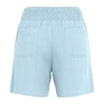 thumbnail image 6 of Linen Shorts for Women Summer Casual Lightweight Elastic High Waist Wide Straight Leg Loose Beach Shorts with Pockets, 6 of 6