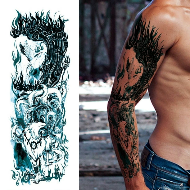 Etiquetas Engomadas Del Tatuaje 2 uds tatuajes falsos desechables Terror hombro tatuajes hombres mujeres para cuerpo brazo completo Wdftyju Libre de BPA