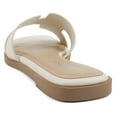 thumbnail image 3 of Soda Shoes Women Slip-On Cushioned Sandals H-Band Flat Flip-Flops Slides Square Toe KNIT-S Beige Cream Bone 7, 3 of 5