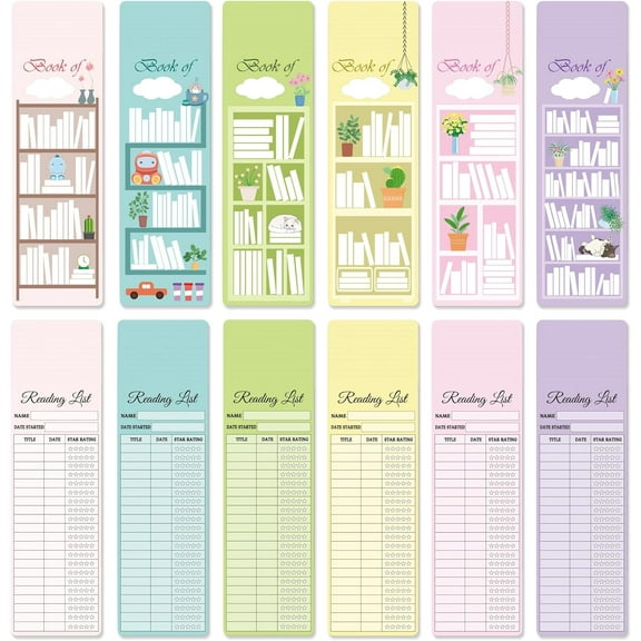 60pcs Reading List Bookmark Bookshelf Design Bookmarks 3x8 Inch Personal Libraries Reading Page Cards Bookmarks