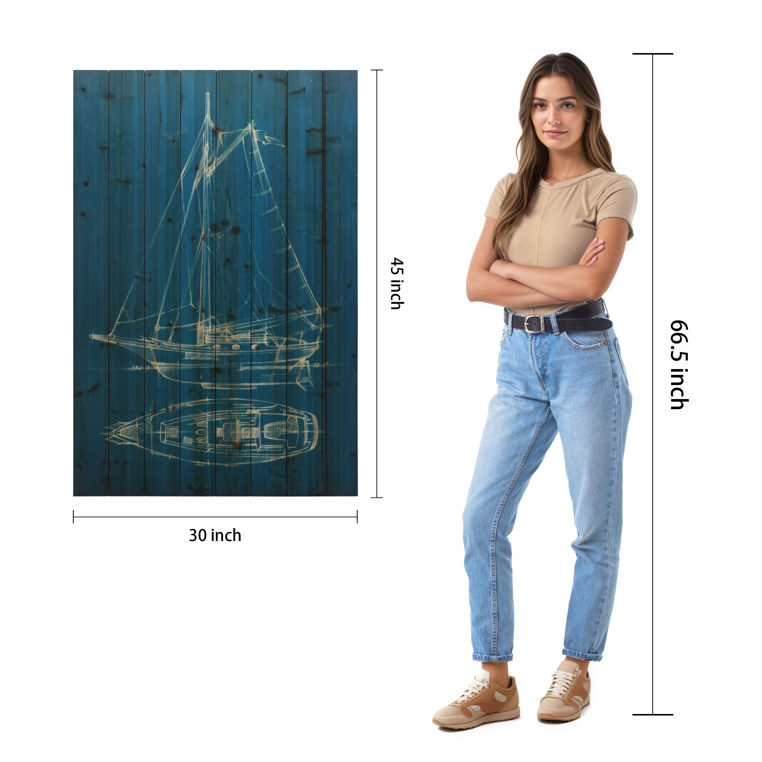 Empire Art Direct Sailing 2 Print on Solid Wood Wall Art, 45" x 30", Ready to Hang